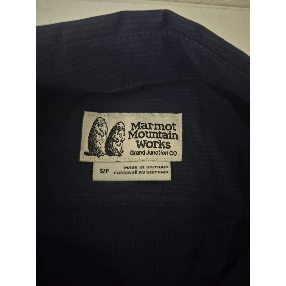 Marmot Shirt Mens S Navy Blue Aerobora Air Exchange Long Sleeve Button Up NEW‎ - Picture 3 of 9